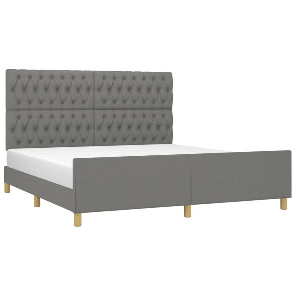 vidaXL Cadru de pat fără saltea, gri închis, 180x200 cm, textil