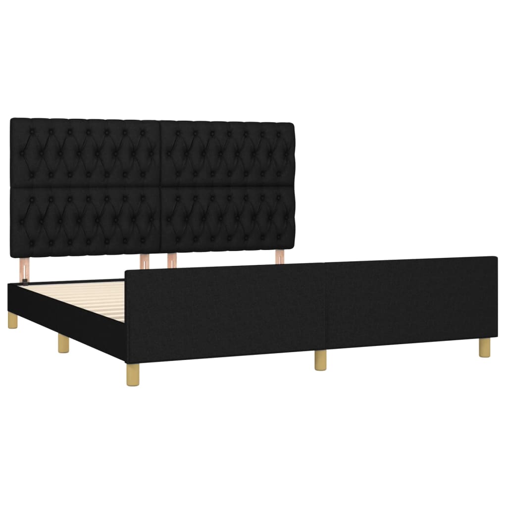 vidaXL Cadru de pat fără saltea, negru, 180x200 cm, textil vidaXL Cadru de pat fără saltea, negru, 180x200 cm, textil