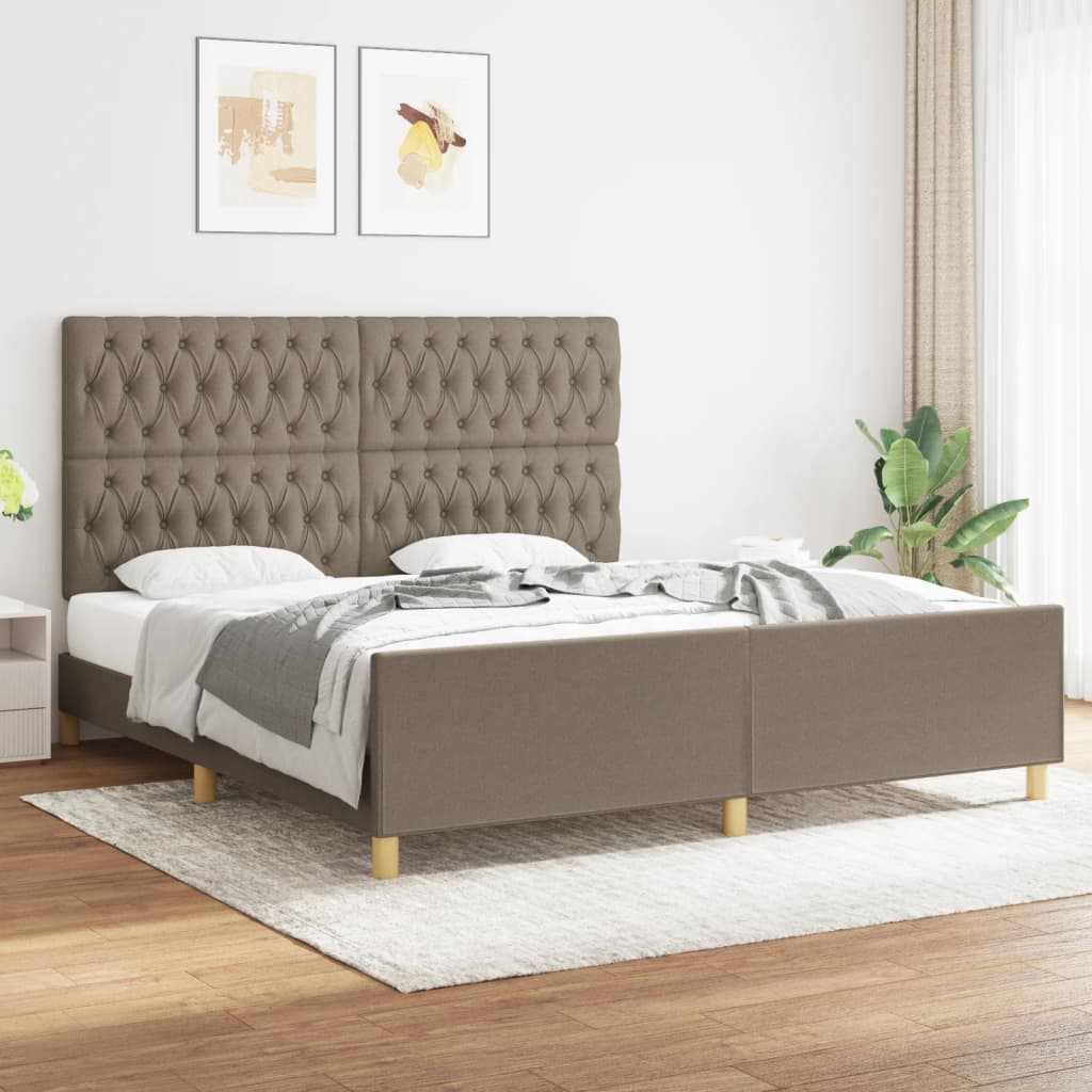 vidaXL Cadru de pat fără saltea, gri taupe, 180x200 cm, textil vidaXL Cadru de pat fără saltea, gri taupe, 180x200 cm, textil