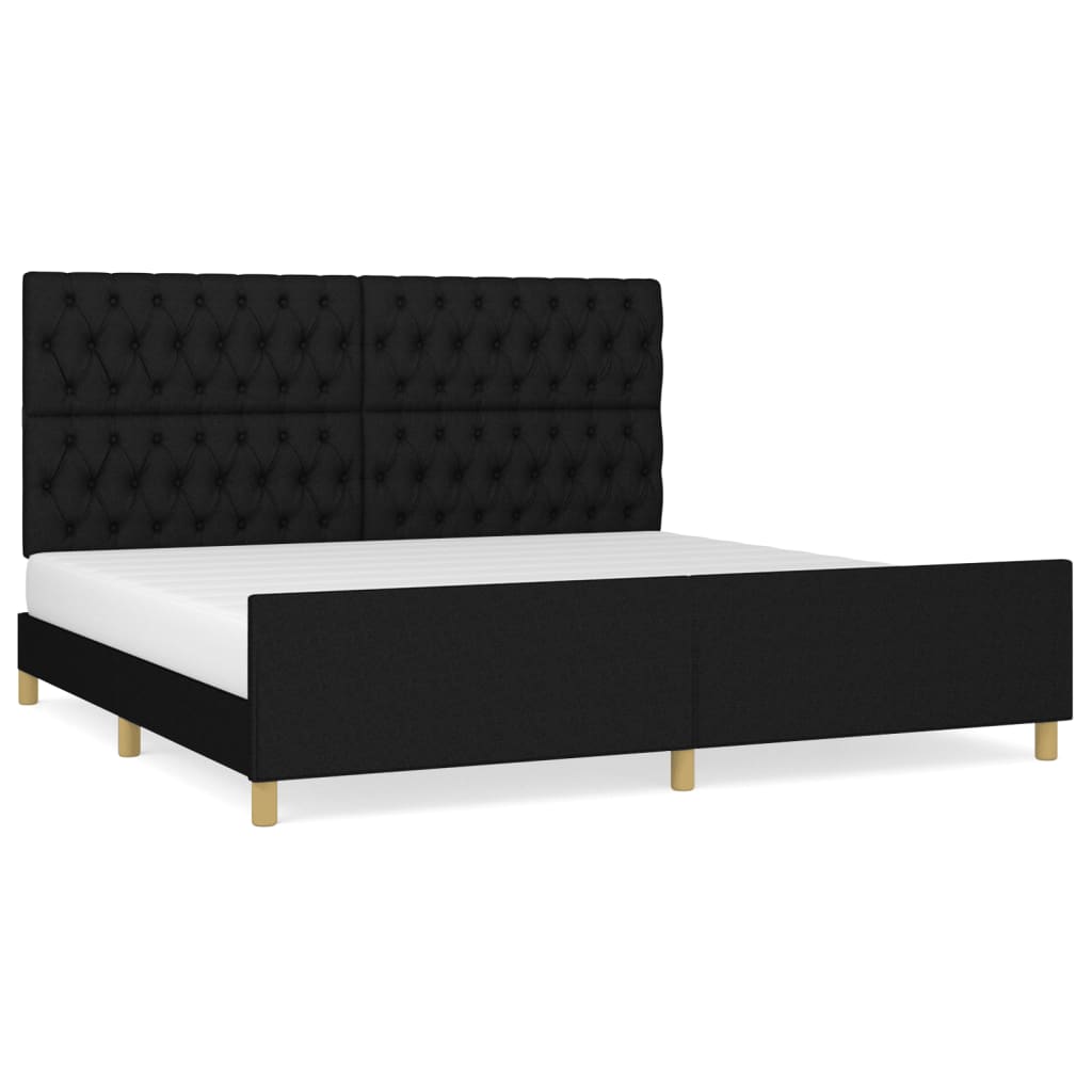 vidaXL Cadru de pat cu tăblie, negru, 200x200 cm, textil vidaXL Cadru de pat cu tăblie, negru, 200x200 cm, textil