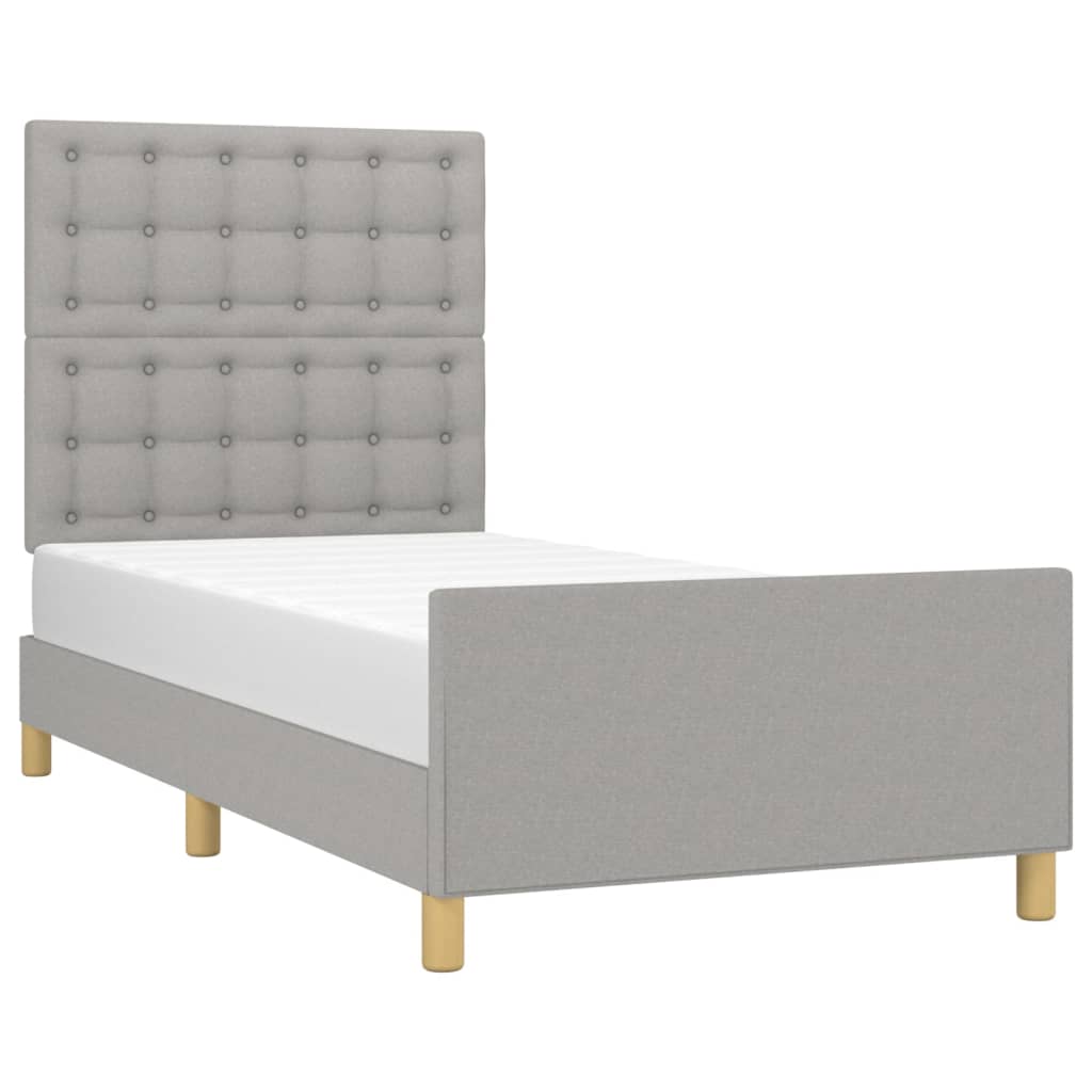 vidaXL Cadru de pat cu tăblie, gri deschis, 80x200 cm, textil