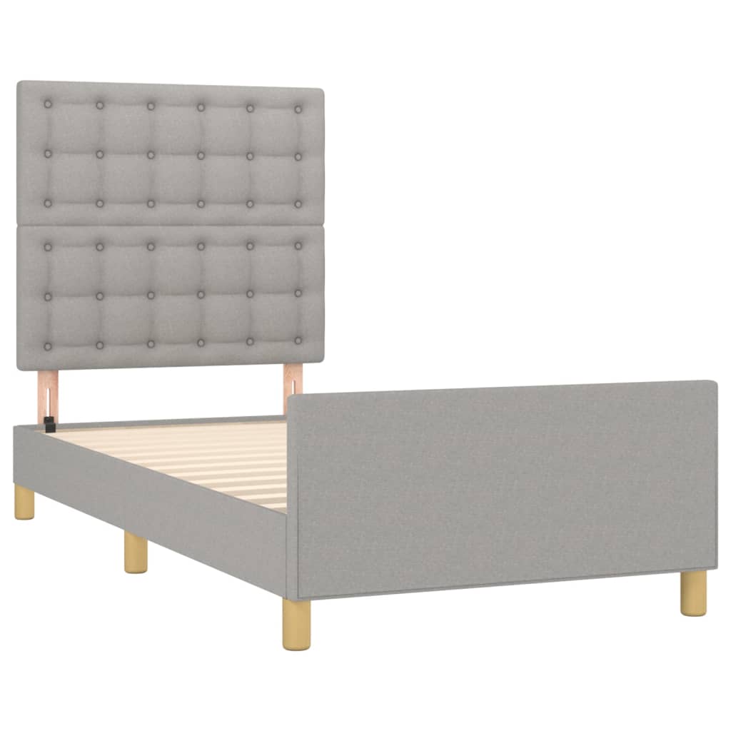 vidaXL Cadru de pat cu tăblie, gri deschis, 80x200 cm, textil