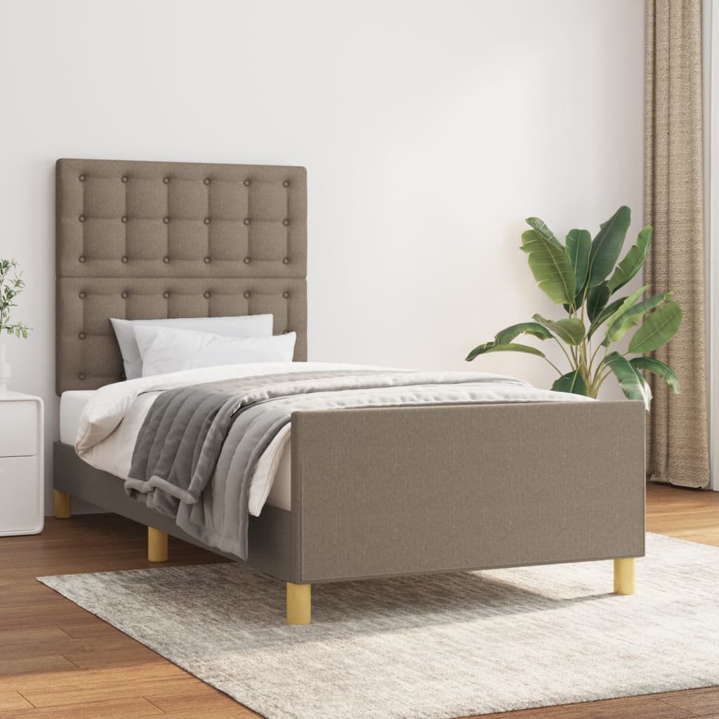 vidaXL Cadru de pat cu tăblie, gri taupe, 80x200 cm, textil vidaXL Cadru de pat cu tăblie, gri taupe, 80x200 cm, textil