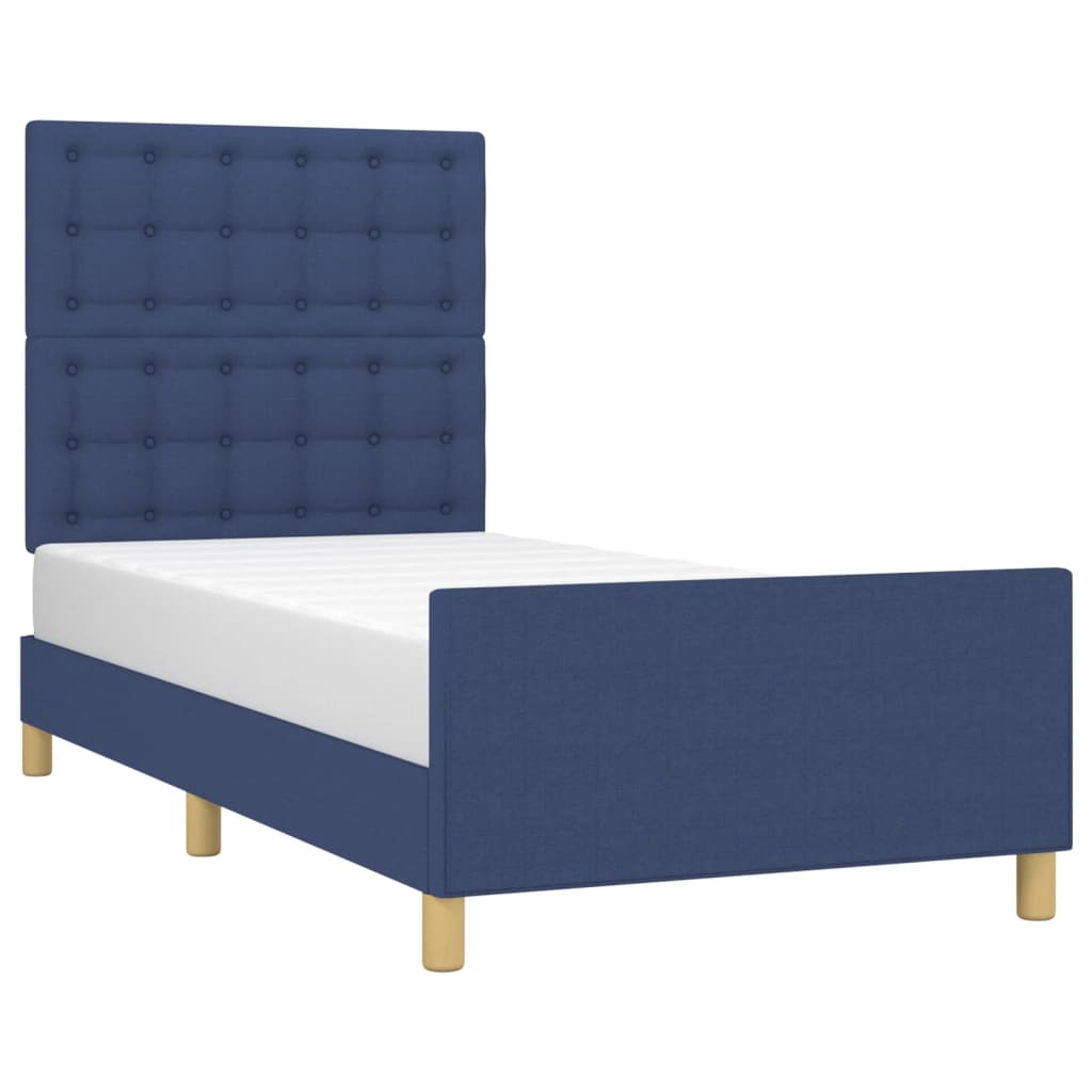vidaXL Cadru de pat cu tăblie, albastru, 80x200 cm, textil vidaXL Cadru de pat cu tăblie, albastru, 80x200 cm, textil