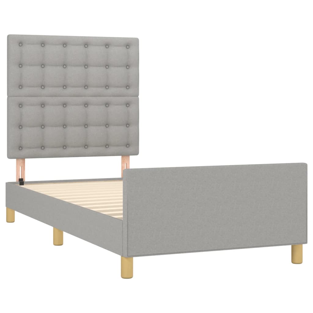 vidaXL Cadru de pat cu tăblie, gri deschis, 90x190 cm, textil