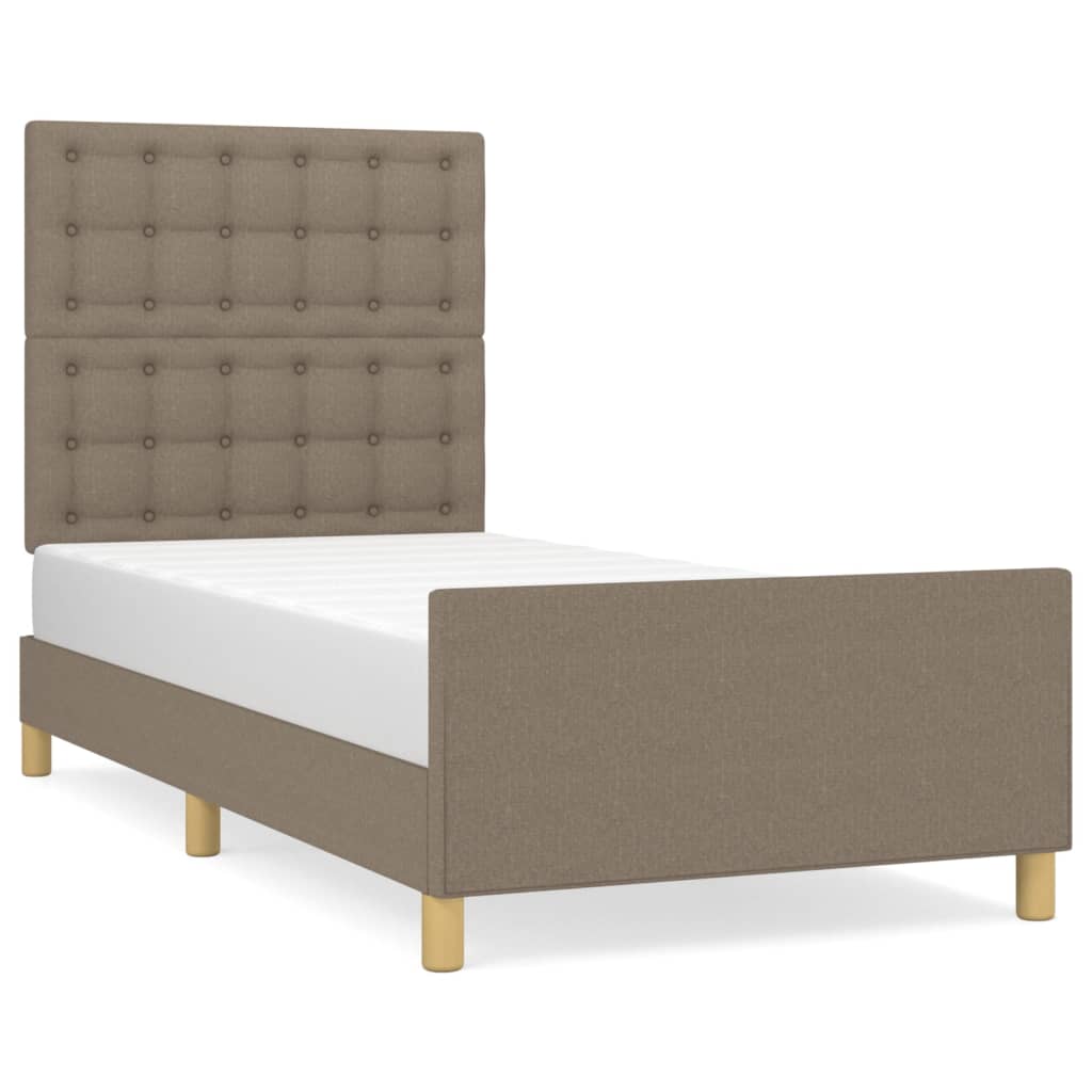 vidaXL Cadru de pat cu tăblie, gri taupe, 90x190 cm, textil vidaXL Cadru de pat cu tăblie, gri taupe, 90x190 cm, textil