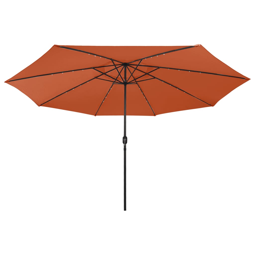 vidaXL Umbrelă soare de grădină cu LED-uri, cărămiziu, 400 cm