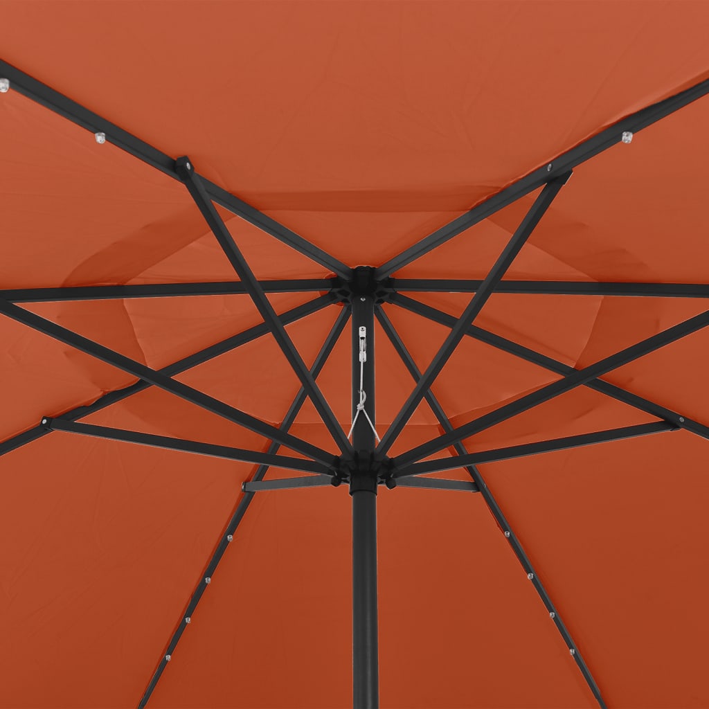vidaXL Umbrelă soare de grădină cu LED-uri, cărămiziu, 400 cm