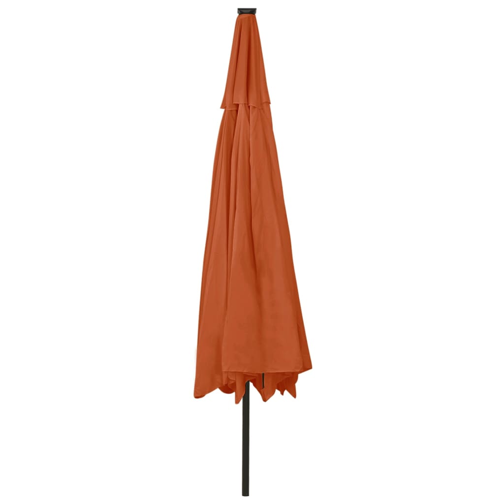 vidaXL Umbrelă soare de grădină cu LED-uri, cărămiziu, 400 cm