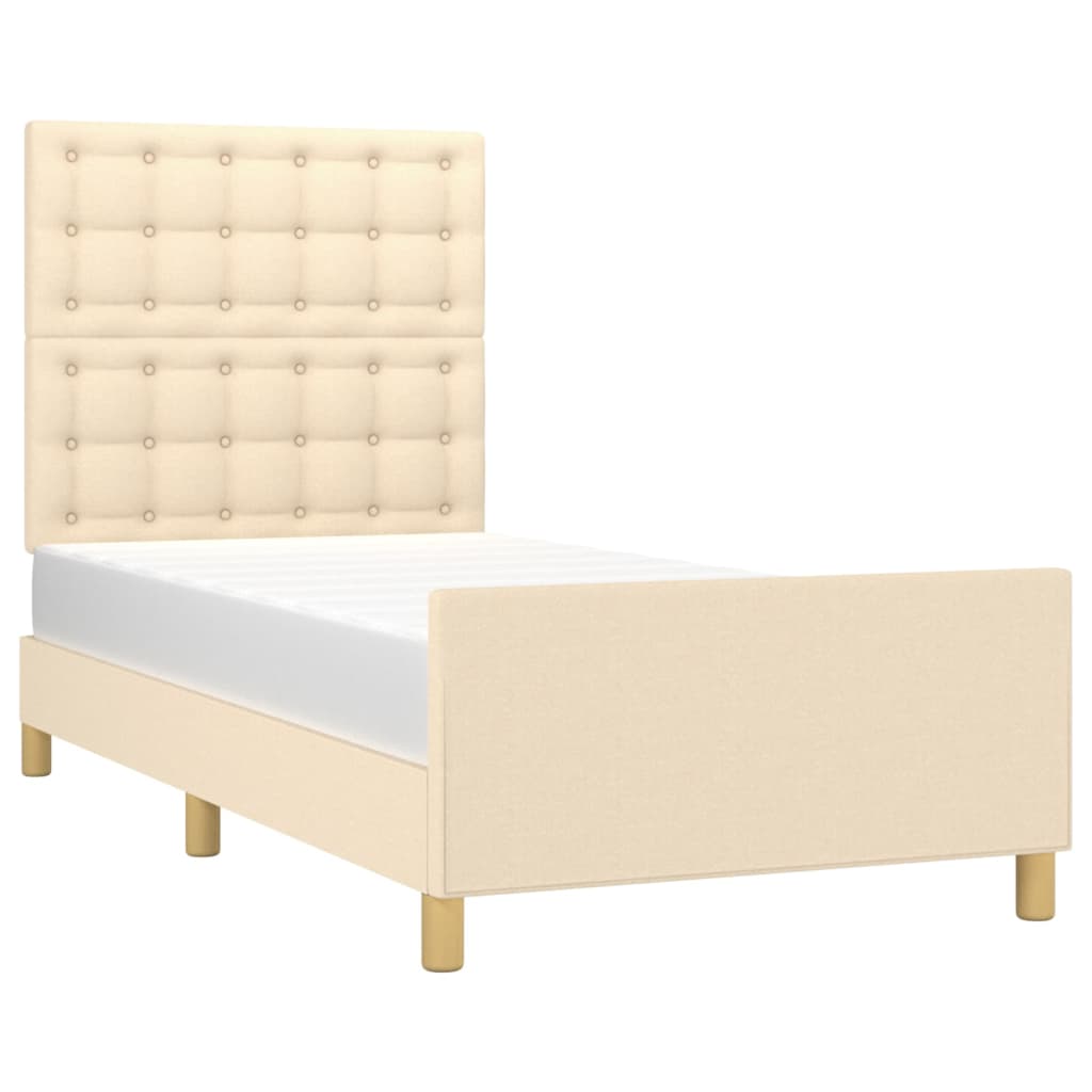vidaXL Cadru de pat fără saltea cremă 90x200 cm țesătură