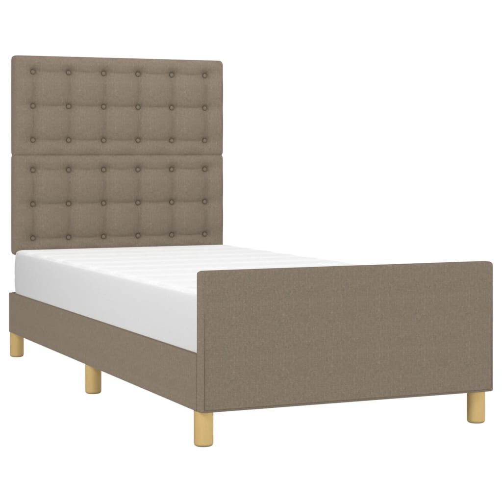 vidaXL Cadru de pat fără saltea, gri taupe, 100x200 cm, textil vidaXL Cadru de pat fără saltea, gri taupe, 100x200 cm, textil