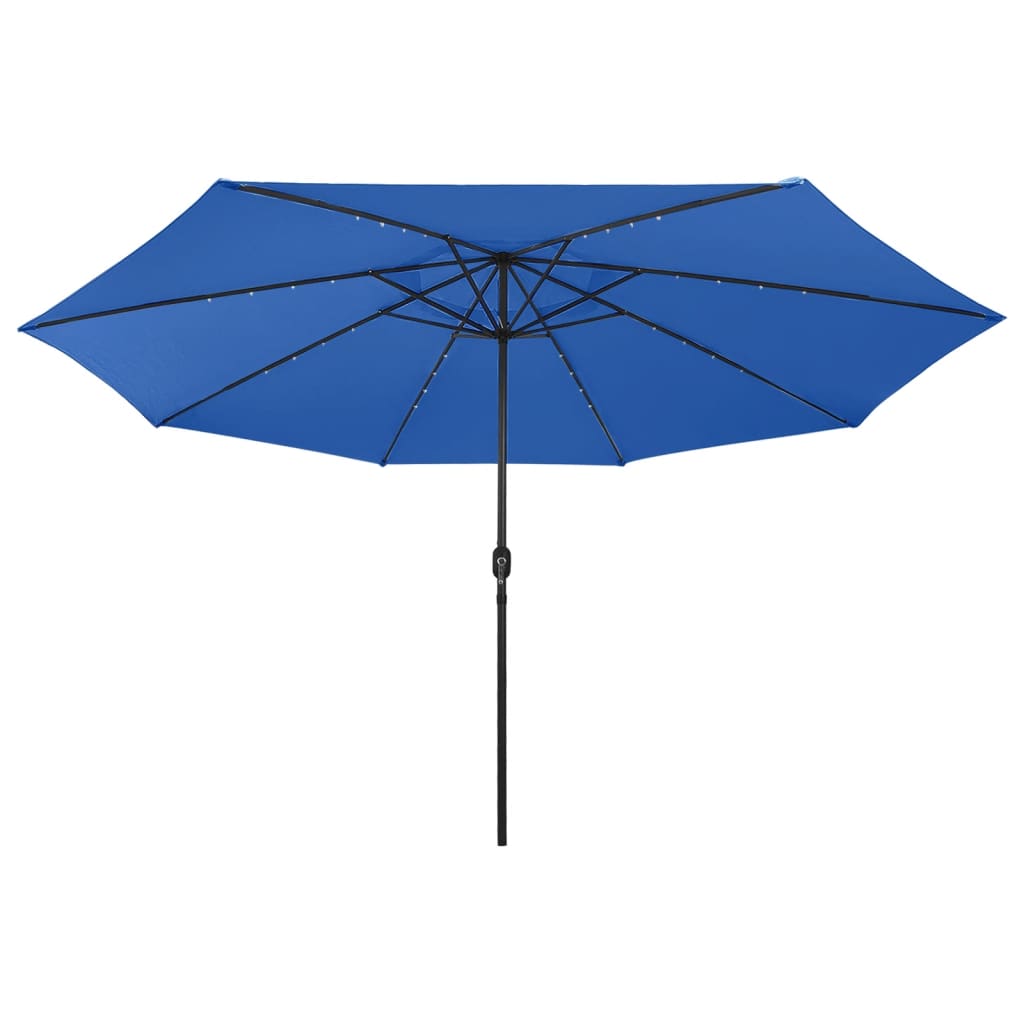 vidaXL Umbrelă de soare de grădină cu LED-uri, albastru azuriu, 400 cm