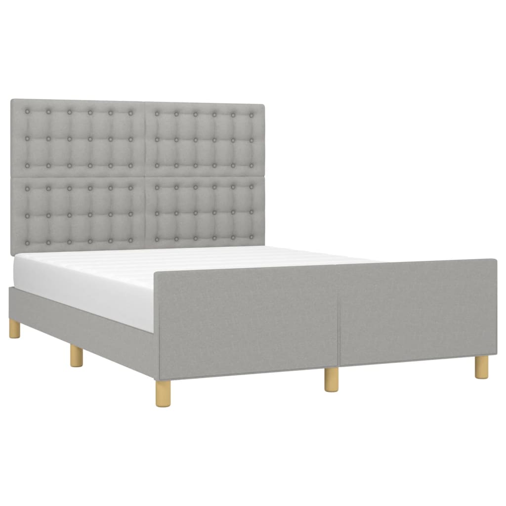 vidaXL Cadru de pat fără saltea, gri deschis, 140x190 cm, textil