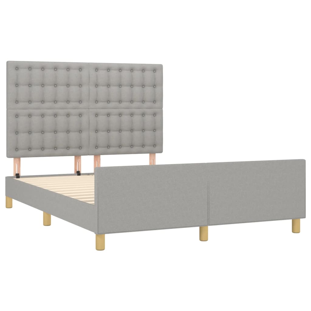 vidaXL Cadru de pat fără saltea, gri deschis, 140x190 cm, textil