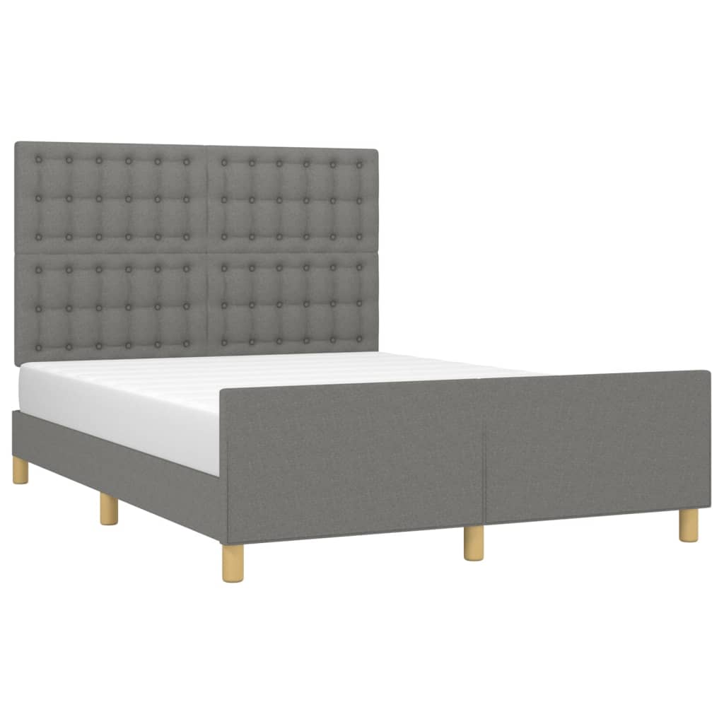 vidaXL Cadru de pat fără saltea, gri închis, 140x190 cm, textil