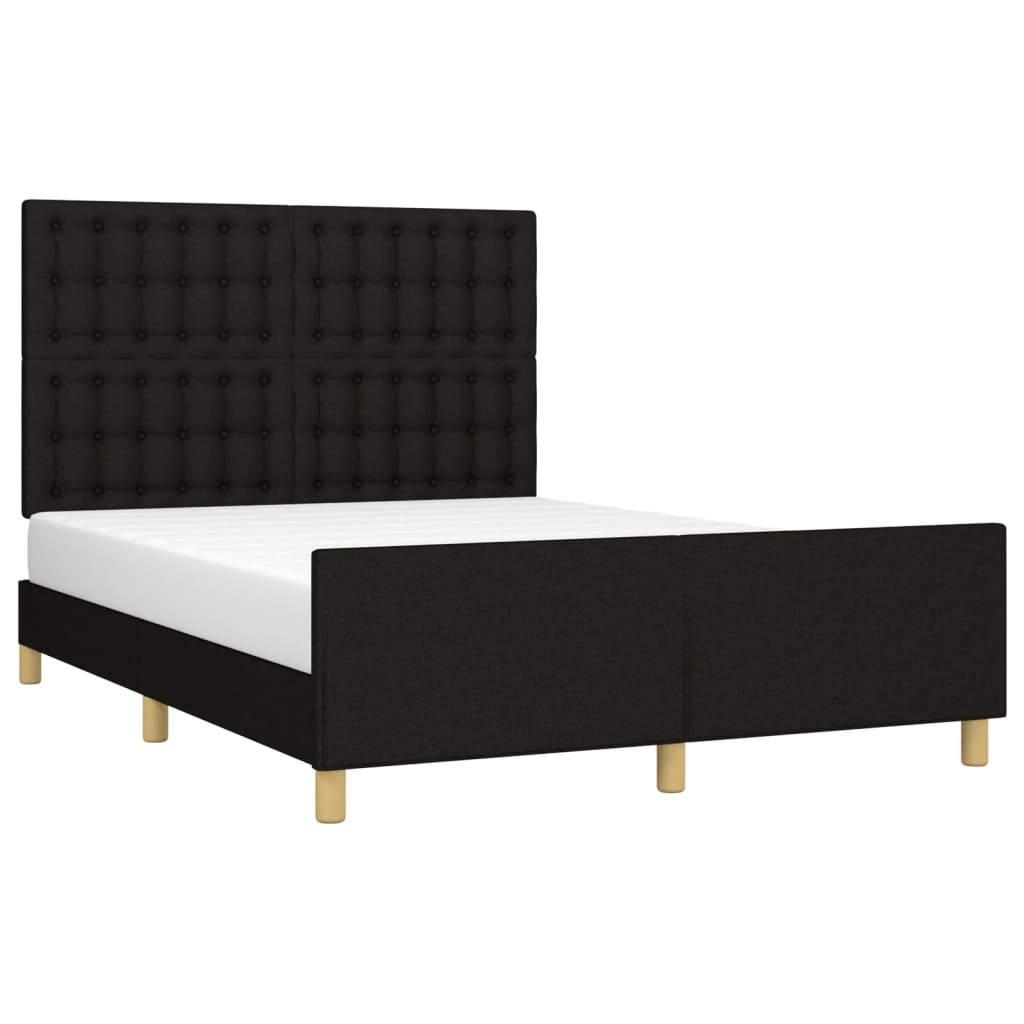 vidaXL Cadru de pat fără saltea, negru, 140x190 cm, textil