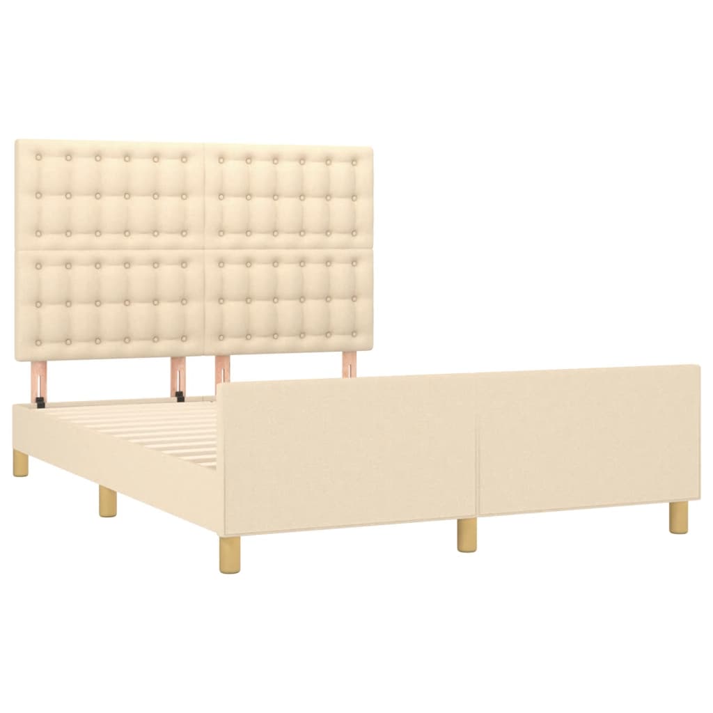 vidaXL Cadru de pat fără saltea, crem, 140x190 cm, textil