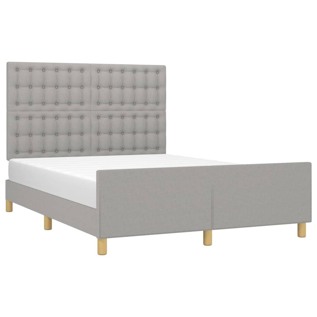 vidaXL Cadru de pat fără saltea, gri deschis, 140x200 cm, textil