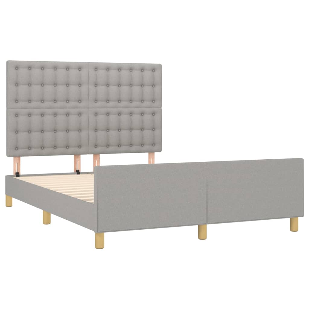 vidaXL Cadru de pat fără saltea, gri deschis, 140x200 cm, textil