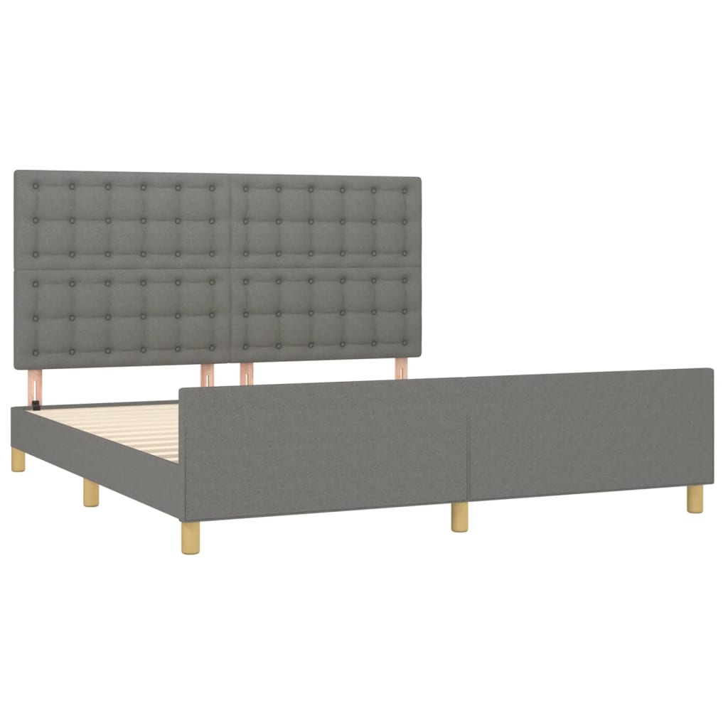 vidaXL Cadru de pat fără saltea, gri închis, 160x200 cm, textil