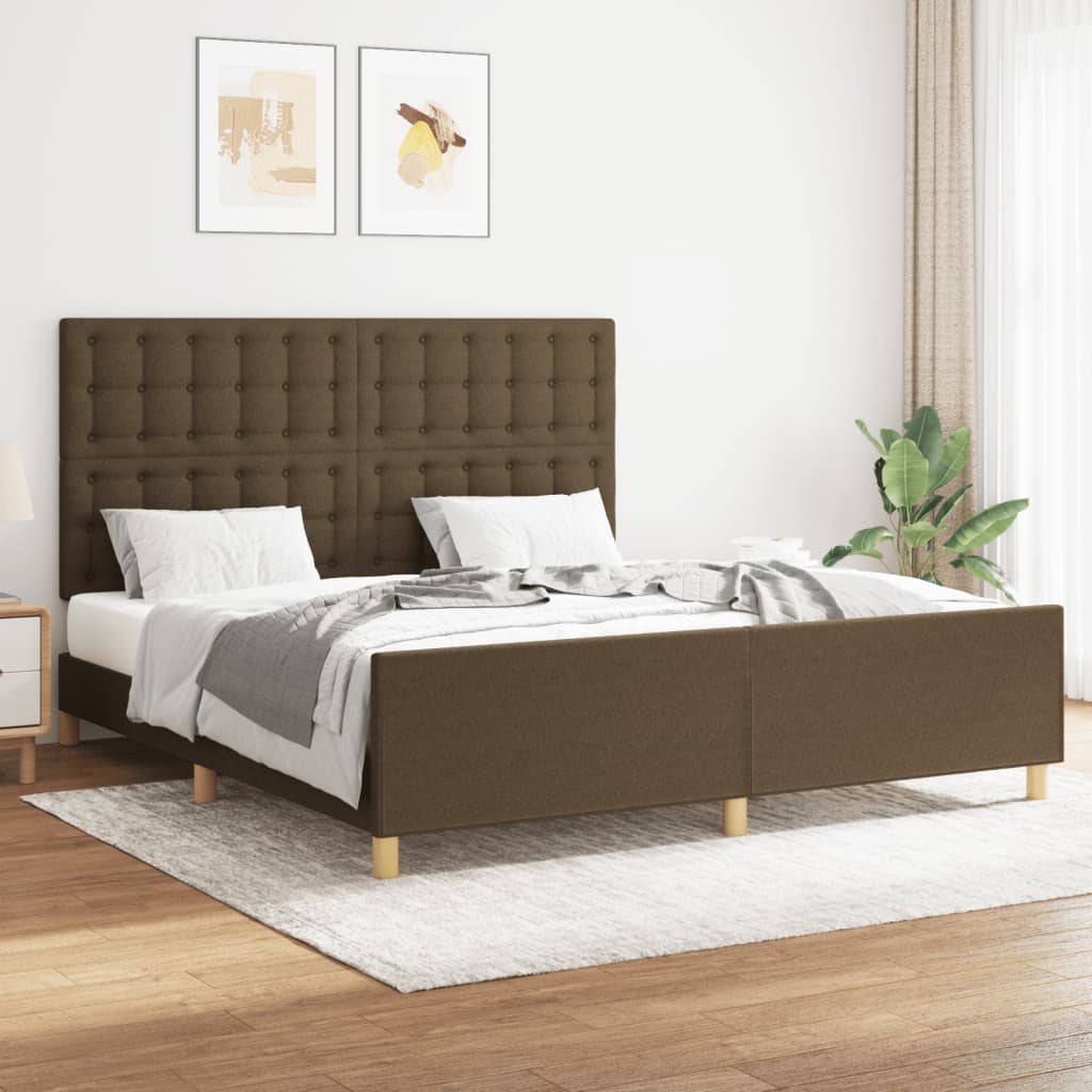 vidaXL Cadru de pat fără saltea, maro închis, 160x200 cm, textil vidaXL Cadru de pat fără saltea, maro închis, 160x200 cm, textil