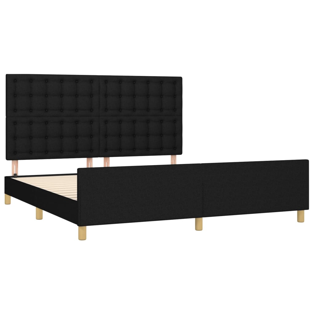 vidaXL Cadru de pat cu tăblie, negru, 180x200 cm, textil vidaXL Cadru de pat cu tăblie, negru, 180x200 cm, textil