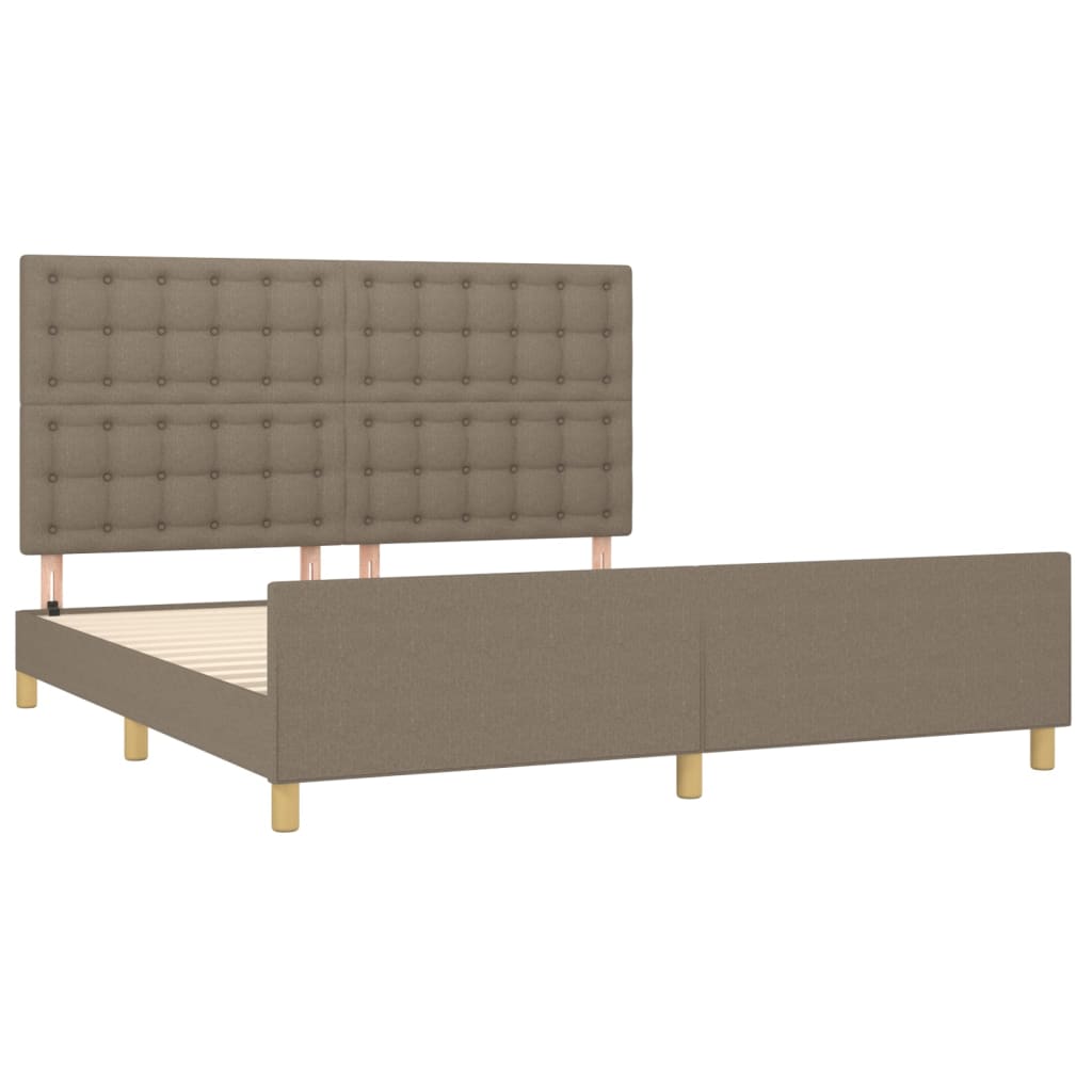 vidaXL Cadru de pat cu tăblie, gri taupe, 180x200 cm, textil vidaXL Cadru de pat cu tăblie, gri taupe, 180x200 cm, textil