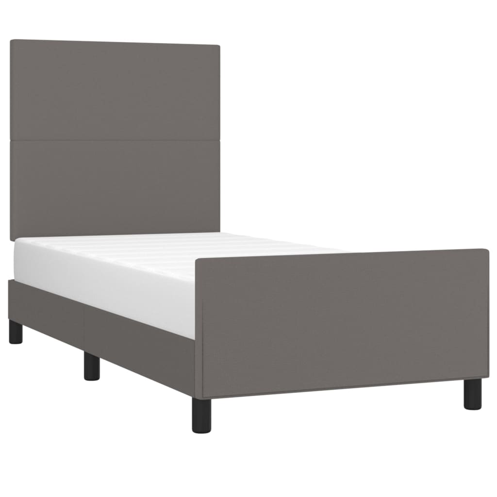 vidaXL Cadru de pat cu tăblie, gri, 80x200 cm, piele ecologică vidaXL Cadru de pat cu tăblie, gri, 80x200 cm, piele ecologică