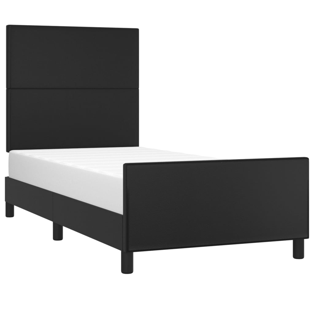 vidaXL Cadru de pat cu tăblie, negru, 90x190 cm, piele ecologică vidaXL Cadru de pat cu tăblie, negru, 90x190 cm, piele ecologică