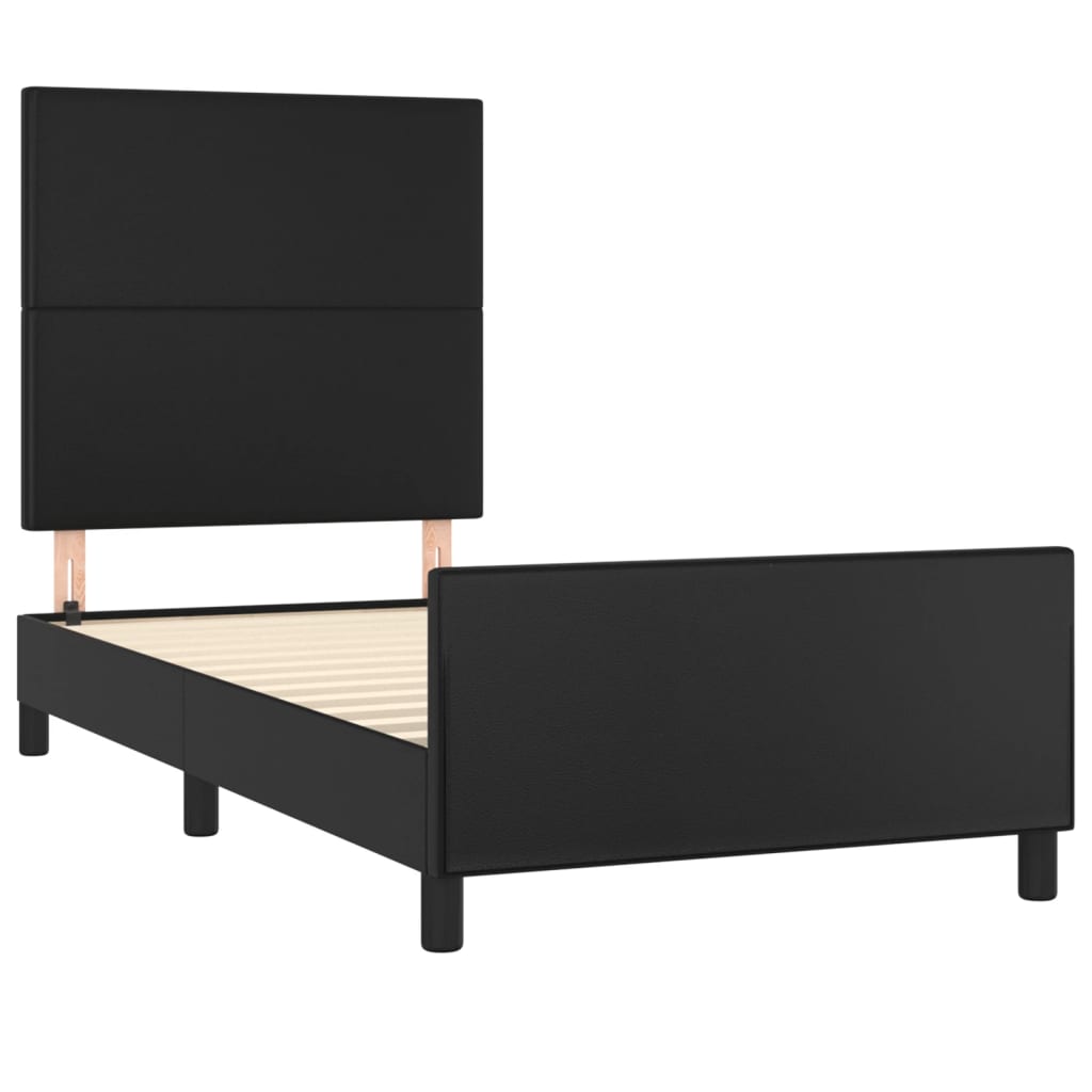 vidaXL Cadru de pat cu tăblie, negru, 90x190 cm, piele ecologică vidaXL Cadru de pat cu tăblie, negru, 90x190 cm, piele ecologică
