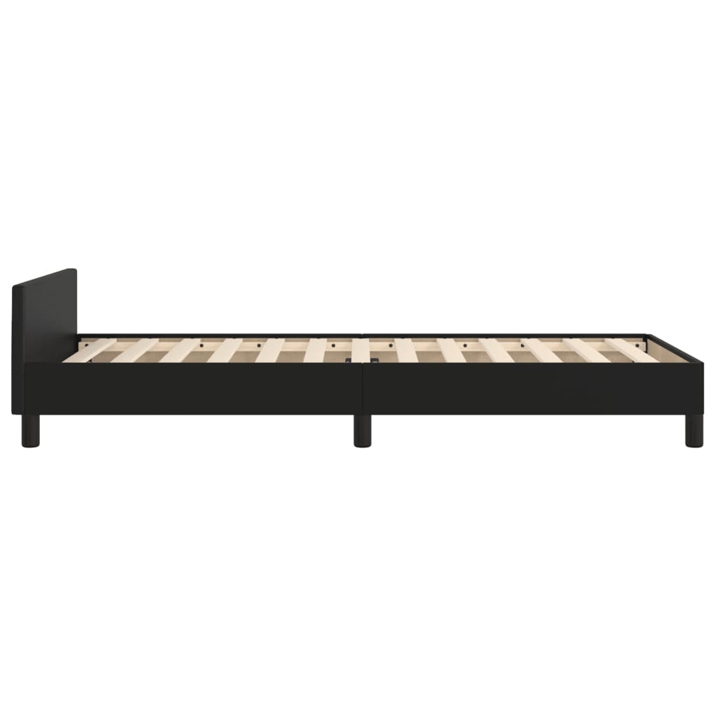 vidaXL Cadru de pat cu tăblie, negru, 100x200 cm, piele ecologică vidaXL Cadru de pat cu tăblie, negru, 100x200 cm, piele ecologică