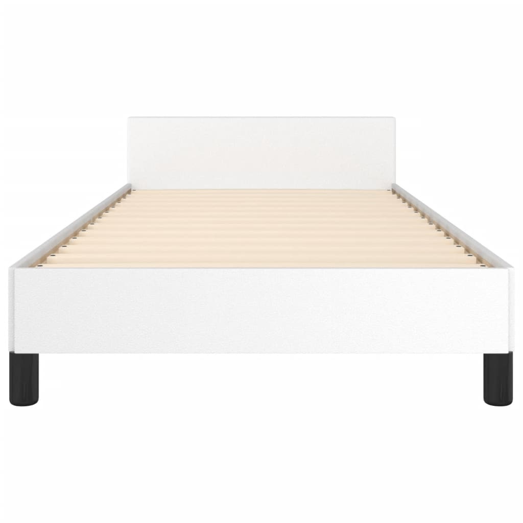 vidaXL Cadru de pat cu tăblie, alb, 100x200 cm, piele ecologică vidaXL Cadru de pat cu tăblie, alb, 100x200 cm, piele ecologică