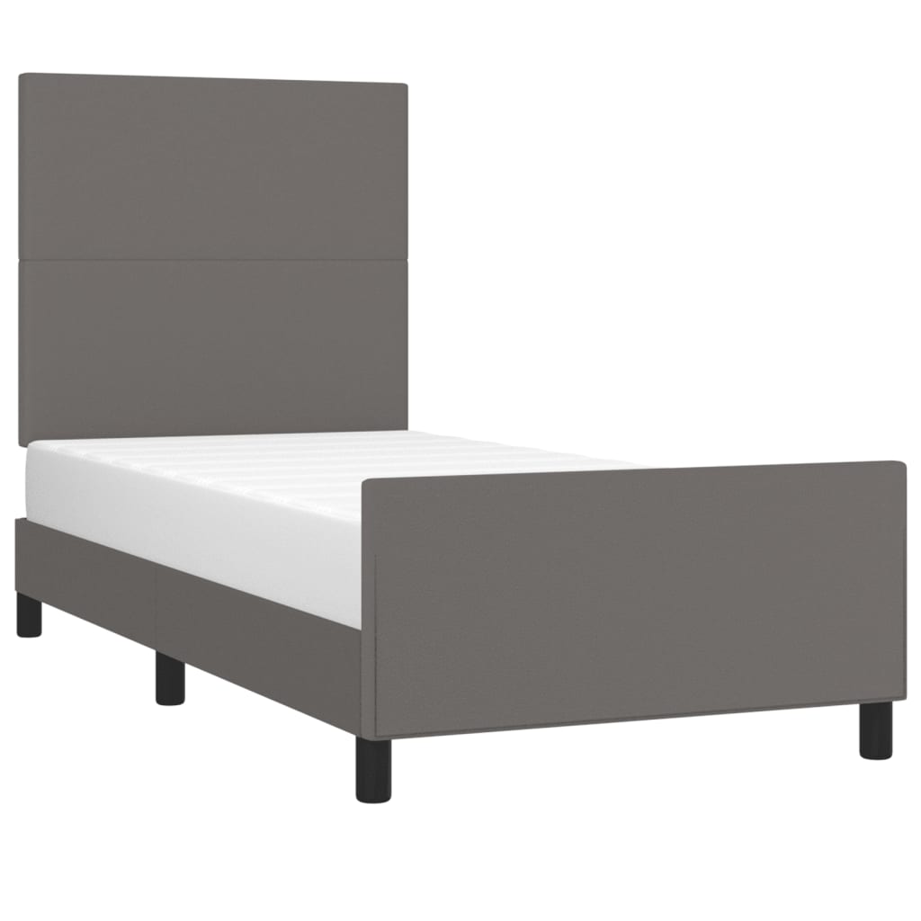 vidaXL Cadru de pat cu tăblie, gri, 100x200 cm, piele ecologică