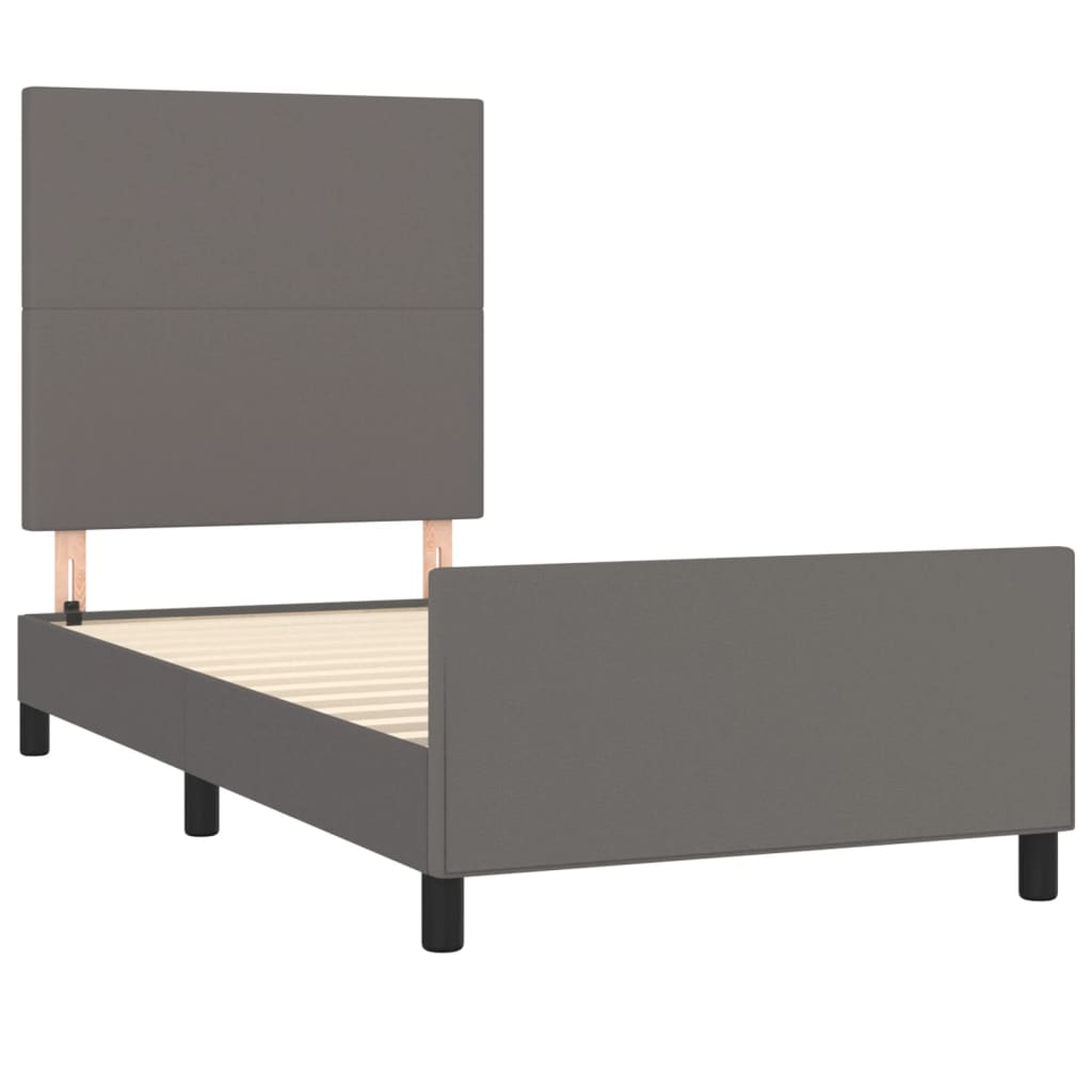 vidaXL Cadru de pat cu tăblie, gri, 100x200 cm, piele ecologică