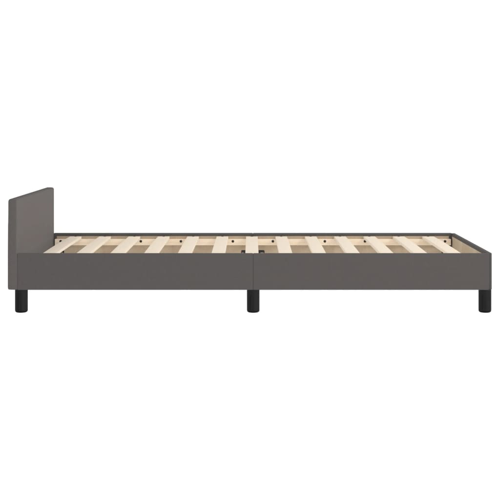 vidaXL Cadru de pat cu tăblie, gri, 100x200 cm, piele ecologică