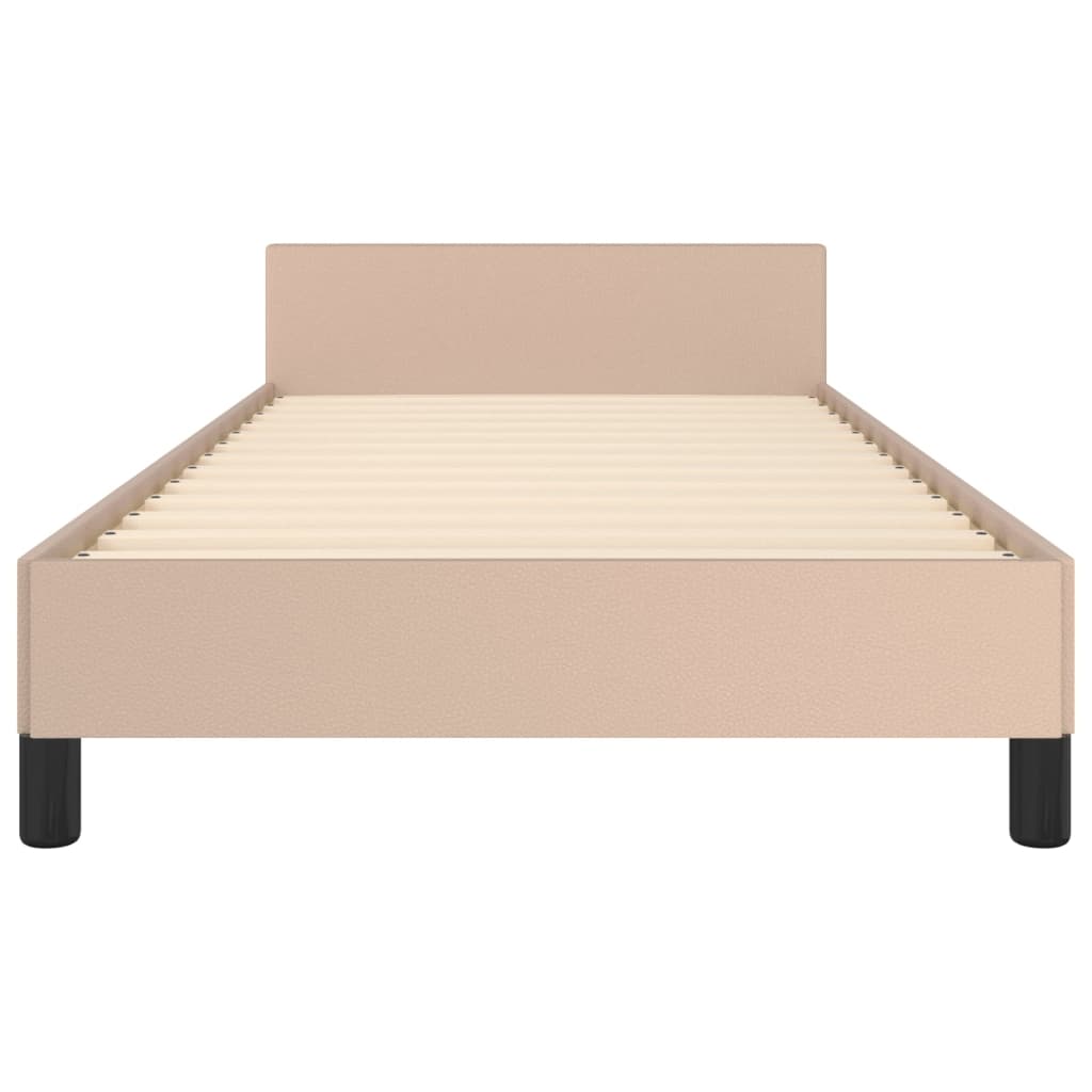 vidaXL Cadru de pat cu tăblie, cappuccino, 100x200 cm, piele ecologică vidaXL Cadru de pat cu tăblie, cappuccino, 100x200 cm, piele ecologică