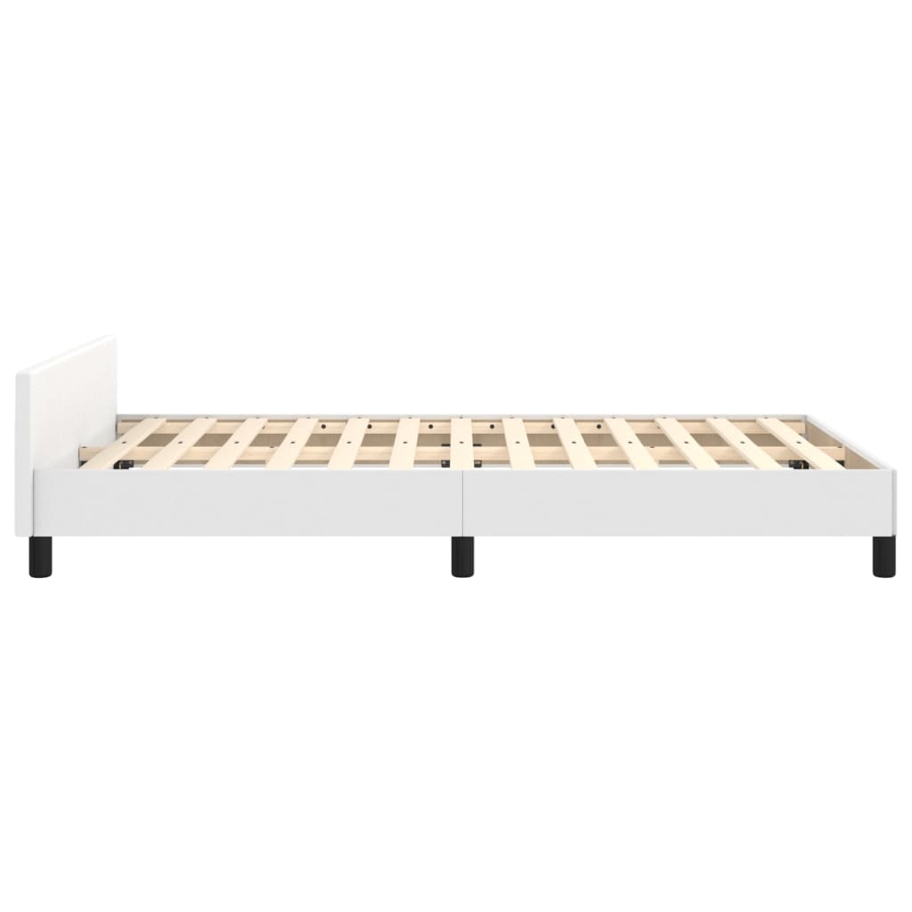 vidaXL Cadru de pat cu tăblie, alb, 120x200 cm, piele ecologică vidaXL Cadru de pat cu tăblie, alb, 120x200 cm, piele ecologică