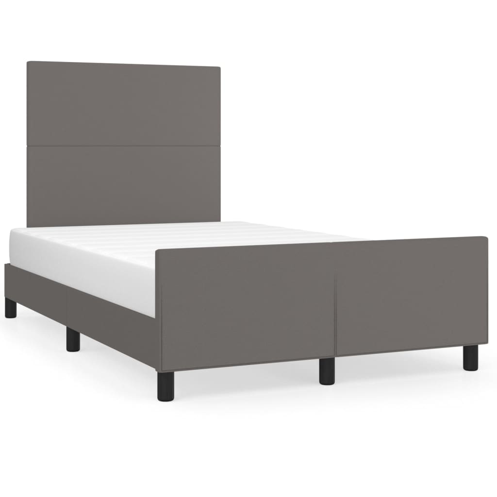 vidaXL Cadru de pat cu tăblie, gri, 120x200 cm, piele ecologică vidaXL Cadru de pat cu tăblie, gri, 120x200 cm, piele ecologică
