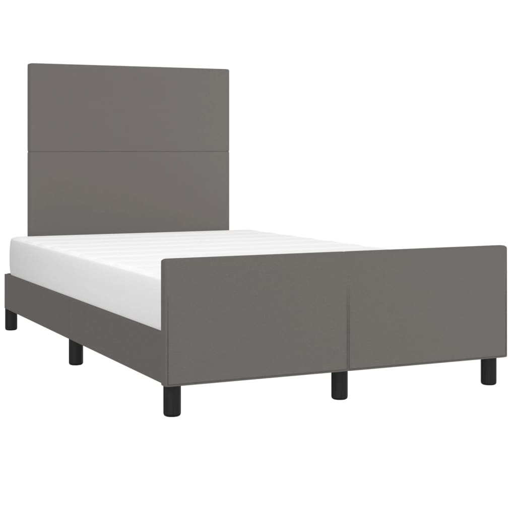 vidaXL Cadru de pat cu tăblie, gri, 120x200 cm, piele ecologică vidaXL Cadru de pat cu tăblie, gri, 120x200 cm, piele ecologică