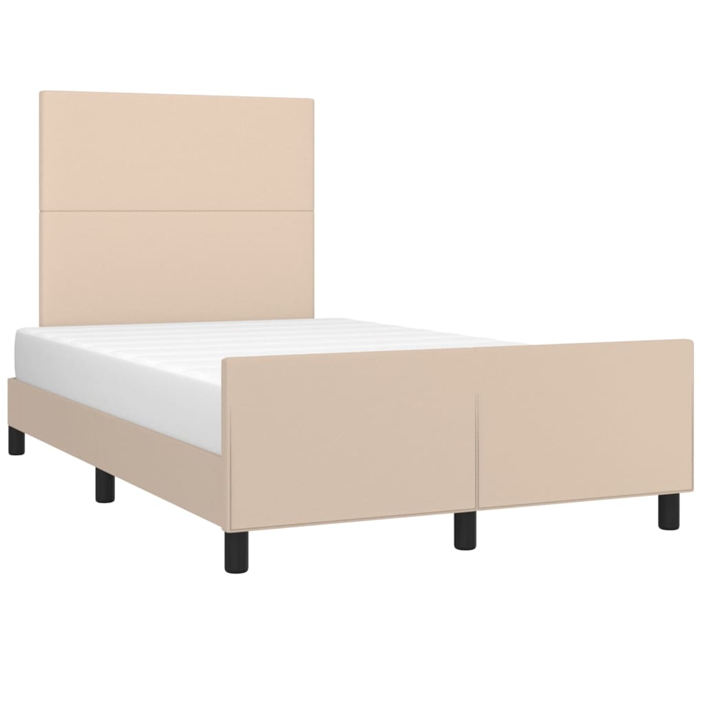 vidaXL Cadru de pat cu tăblie, cappuccino, 120x200 cm, piele ecologică vidaXL Cadru de pat cu tăblie, cappuccino, 120x200 cm, piele ecologică