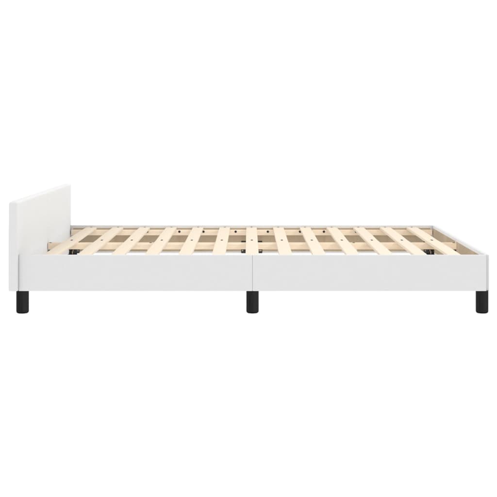vidaXL Cadru de pat cu tăblie, alb, 140x190 cm, piele ecologică vidaXL Cadru de pat cu tăblie, alb, 140x190 cm, piele ecologică