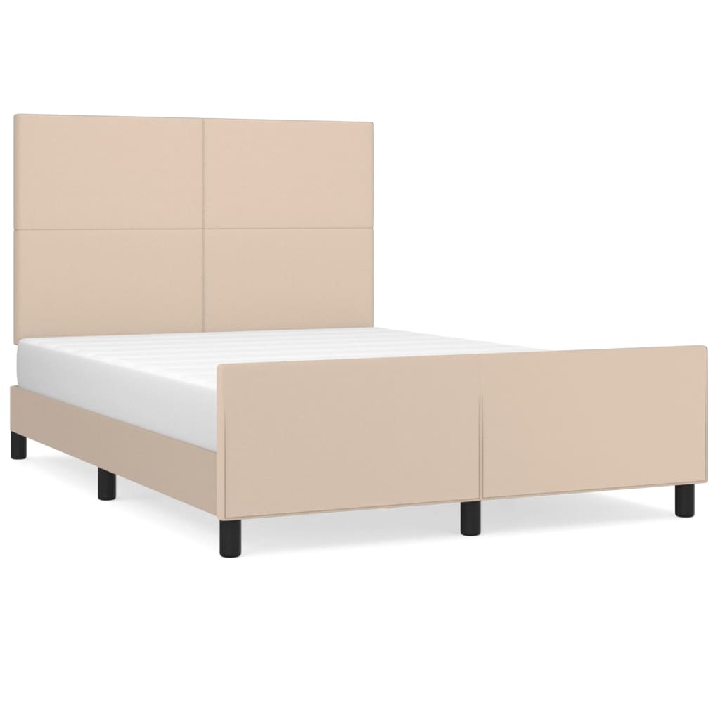 vidaXL Cadru de pat cu tăblie, cappuccino, 140x190 cm, piele ecologică vidaXL Cadru de pat cu tăblie, cappuccino, 140x190 cm, piele ecologică