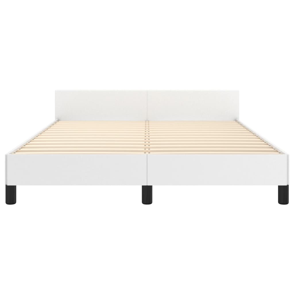 vidaXL Cadru de pat cu tăblie, alb, 140x200 cm, piele ecologică vidaXL Cadru de pat cu tăblie, alb, 140x200 cm, piele ecologică