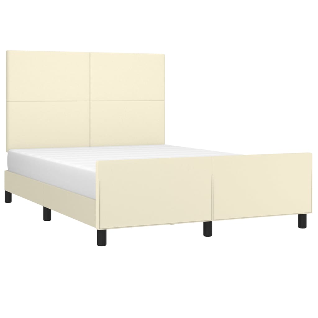 vidaXL Cadru de pat cu tăblie, crem, 140x200 cm, piele ecologică vidaXL Cadru de pat cu tăblie, crem, 140x200 cm, piele ecologică