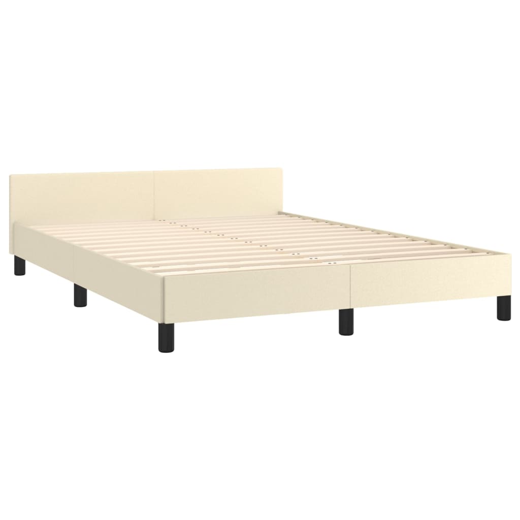 vidaXL Cadru de pat cu tăblie, crem, 140x200 cm, piele ecologică vidaXL Cadru de pat cu tăblie, crem, 140x200 cm, piele ecologică