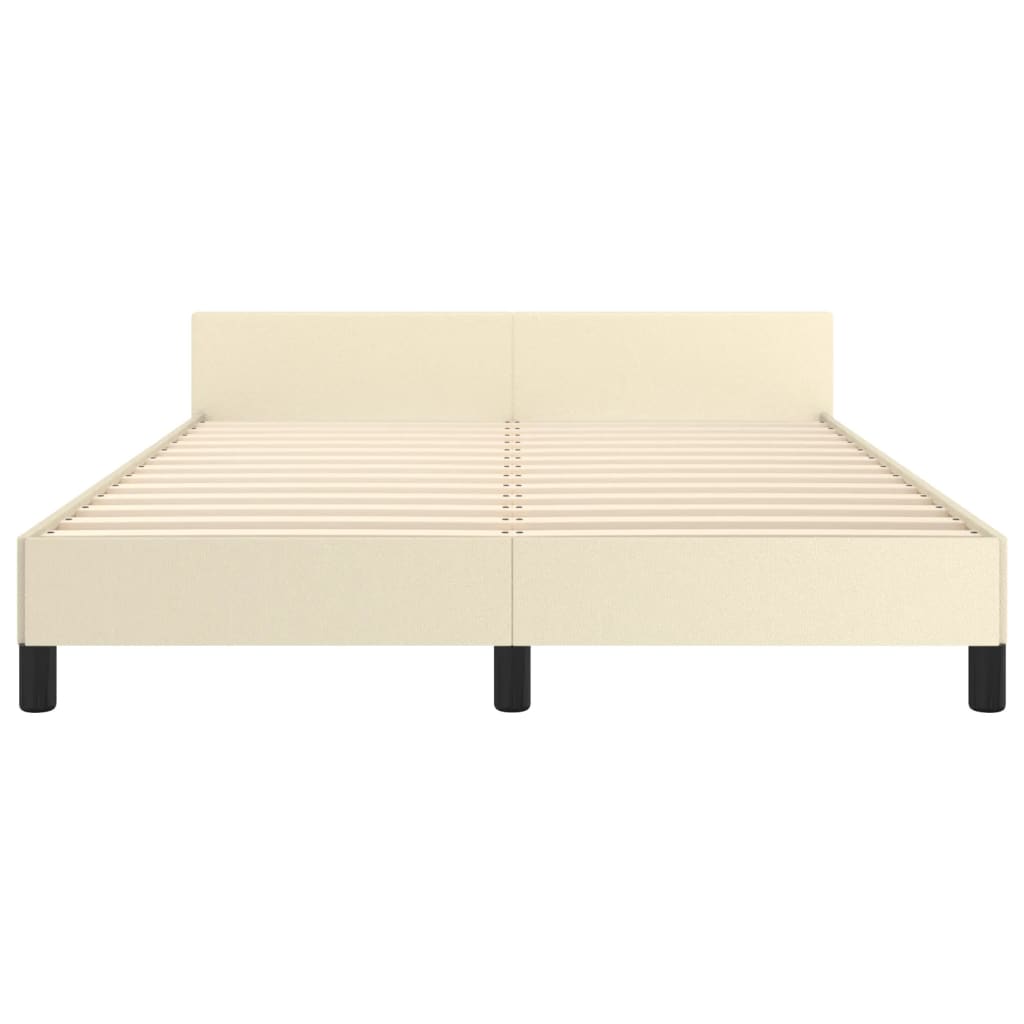 vidaXL Cadru de pat cu tăblie, crem, 140x200 cm, piele ecologică vidaXL Cadru de pat cu tăblie, crem, 140x200 cm, piele ecologică
