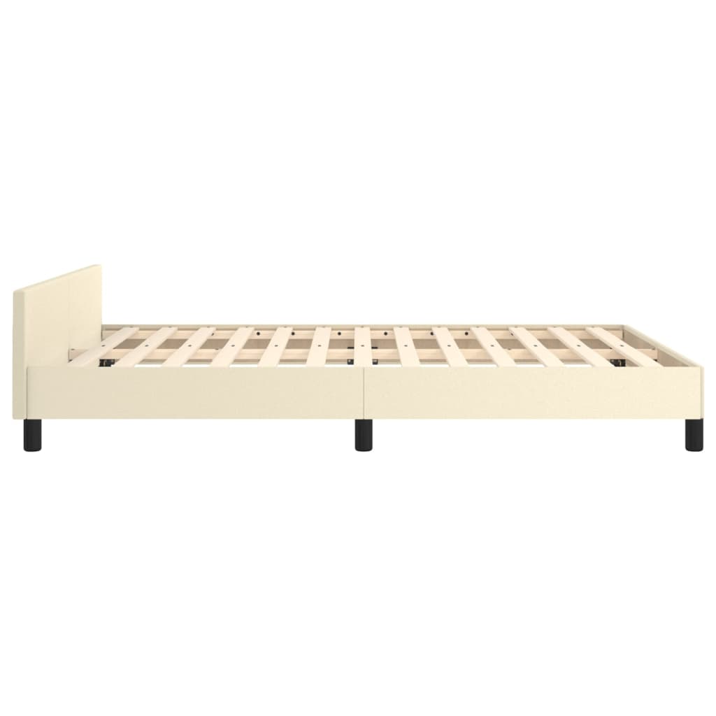 vidaXL Cadru de pat cu tăblie, crem, 140x200 cm, piele ecologică vidaXL Cadru de pat cu tăblie, crem, 140x200 cm, piele ecologică