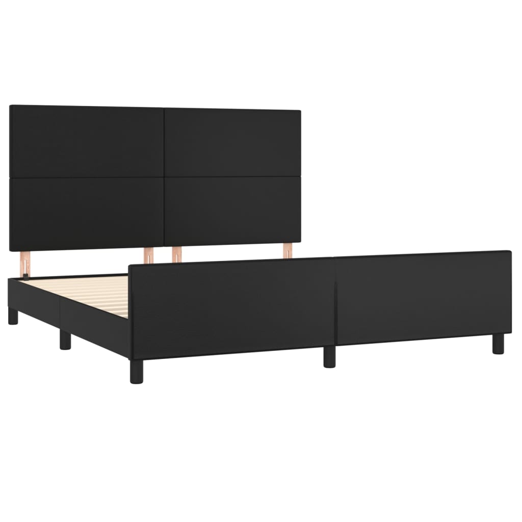 vidaXL Cadru de pat cu tăblie, negru, 160x200 cm, piele ecologică vidaXL Cadru de pat cu tăblie, negru, 160x200 cm, piele ecologică