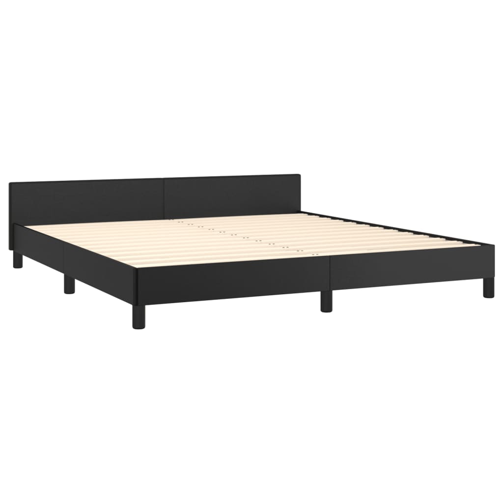 vidaXL Cadru de pat cu tăblie, negru, 160x200 cm, piele ecologică vidaXL Cadru de pat cu tăblie, negru, 160x200 cm, piele ecologică