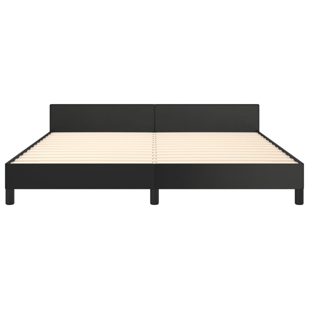 vidaXL Cadru de pat cu tăblie, negru, 160x200 cm, piele ecologică vidaXL Cadru de pat cu tăblie, negru, 160x200 cm, piele ecologică